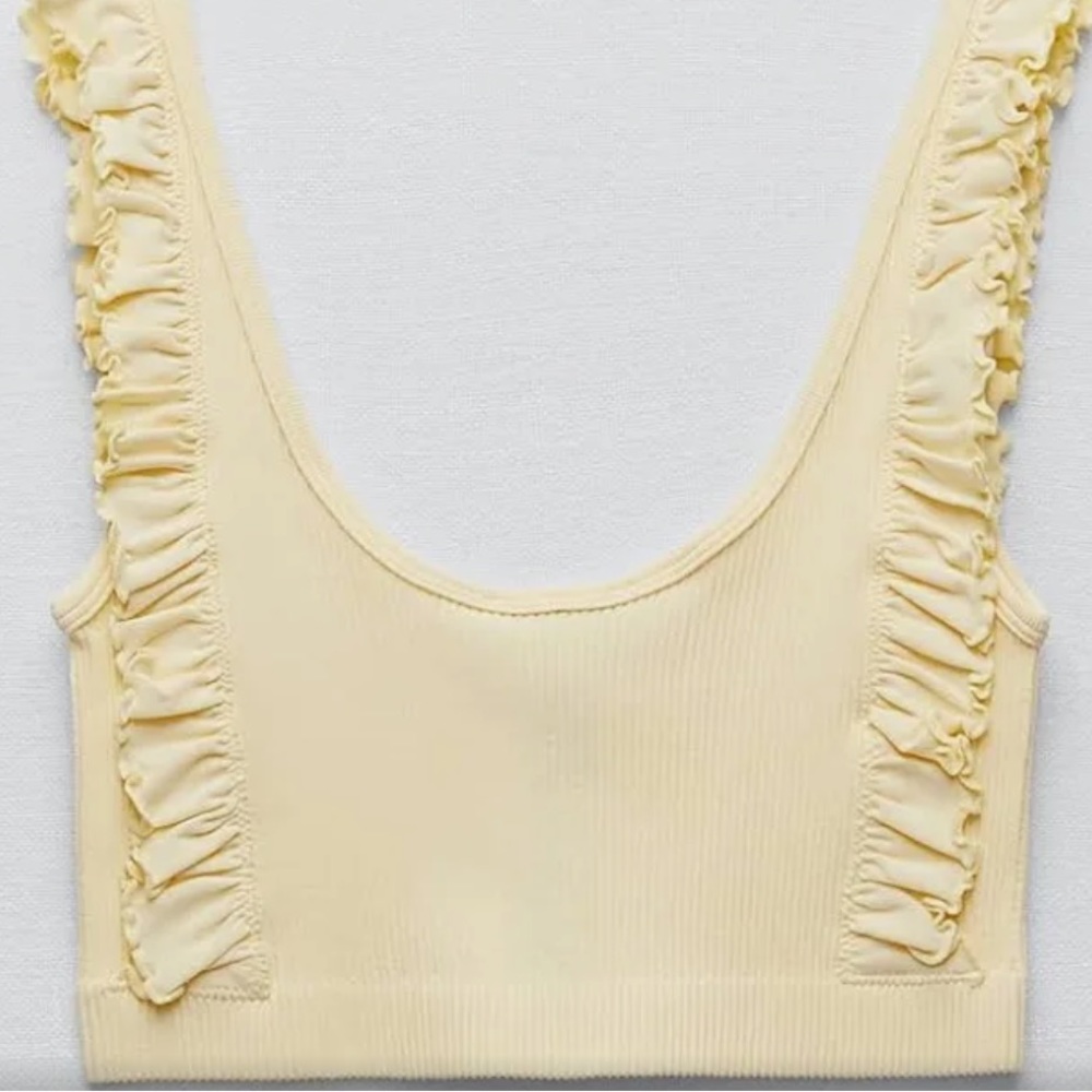 Zara Yellow seamless ruffle tank